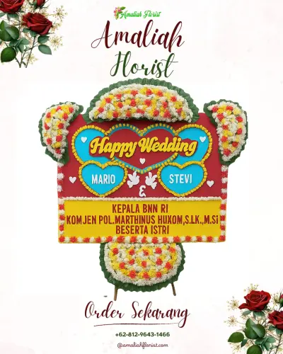Karangan Papan Bunga Pernikahan di Paniis